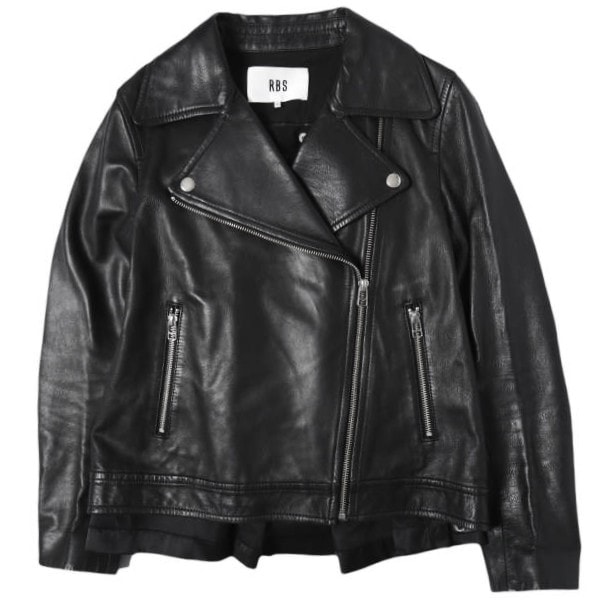 RBS Ray BEAMS アールビーエス レイビームス バックタック ラムレザー ダブルライダースジャケット 63-18-0050-594 0 BLACK 革ジャン 定価68,200円 アウター g27342