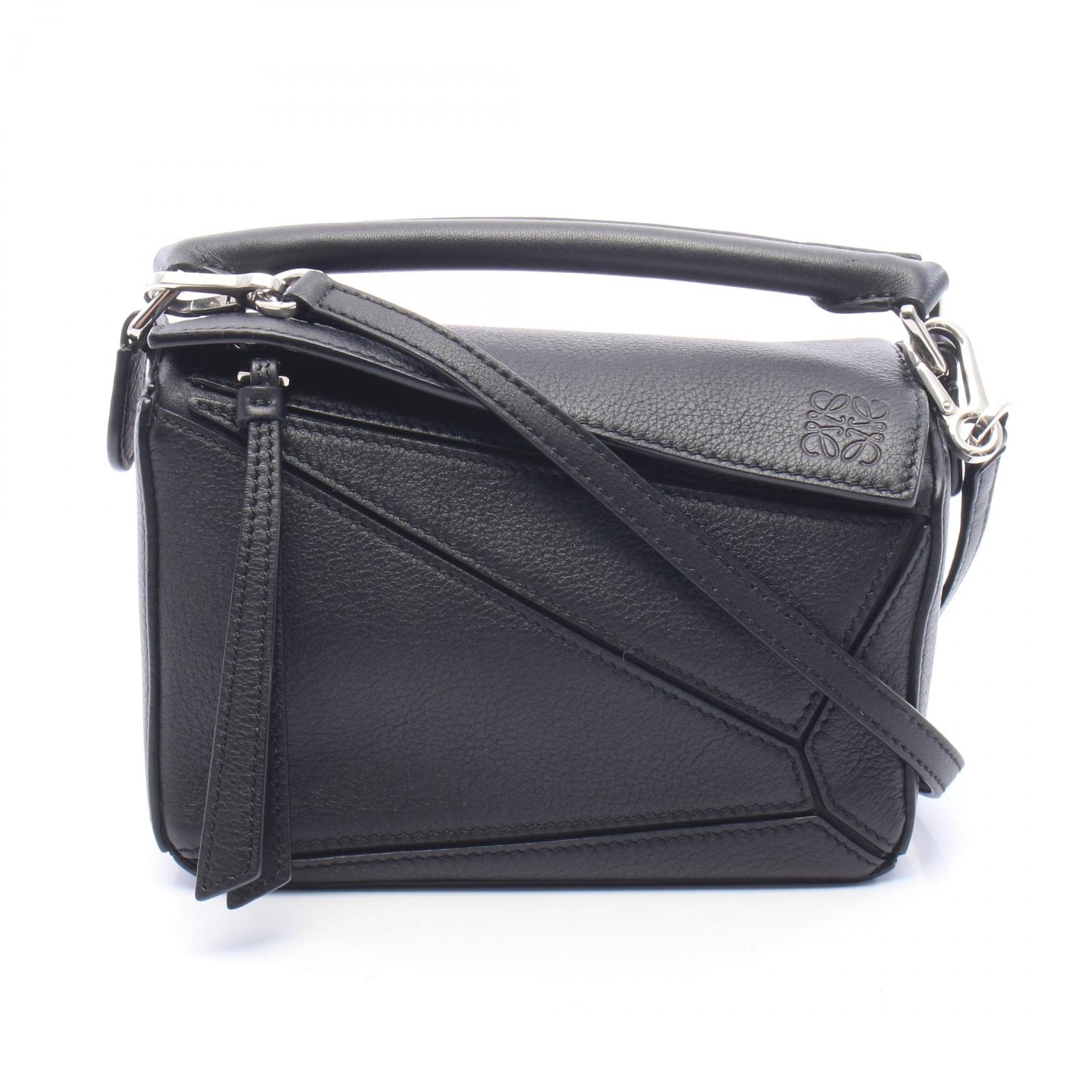 ロエベ LOEWE ハンモック ドローストリングバッグ ミニ 2WAY ハンドバッグ バッグ レザー レディース ブラック系 【中古】