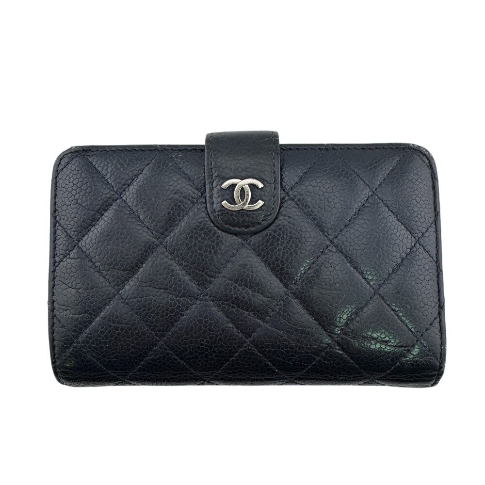 シャネル CHANEL 二つ折り財布 マトラッセ 15044422 ネイビー
