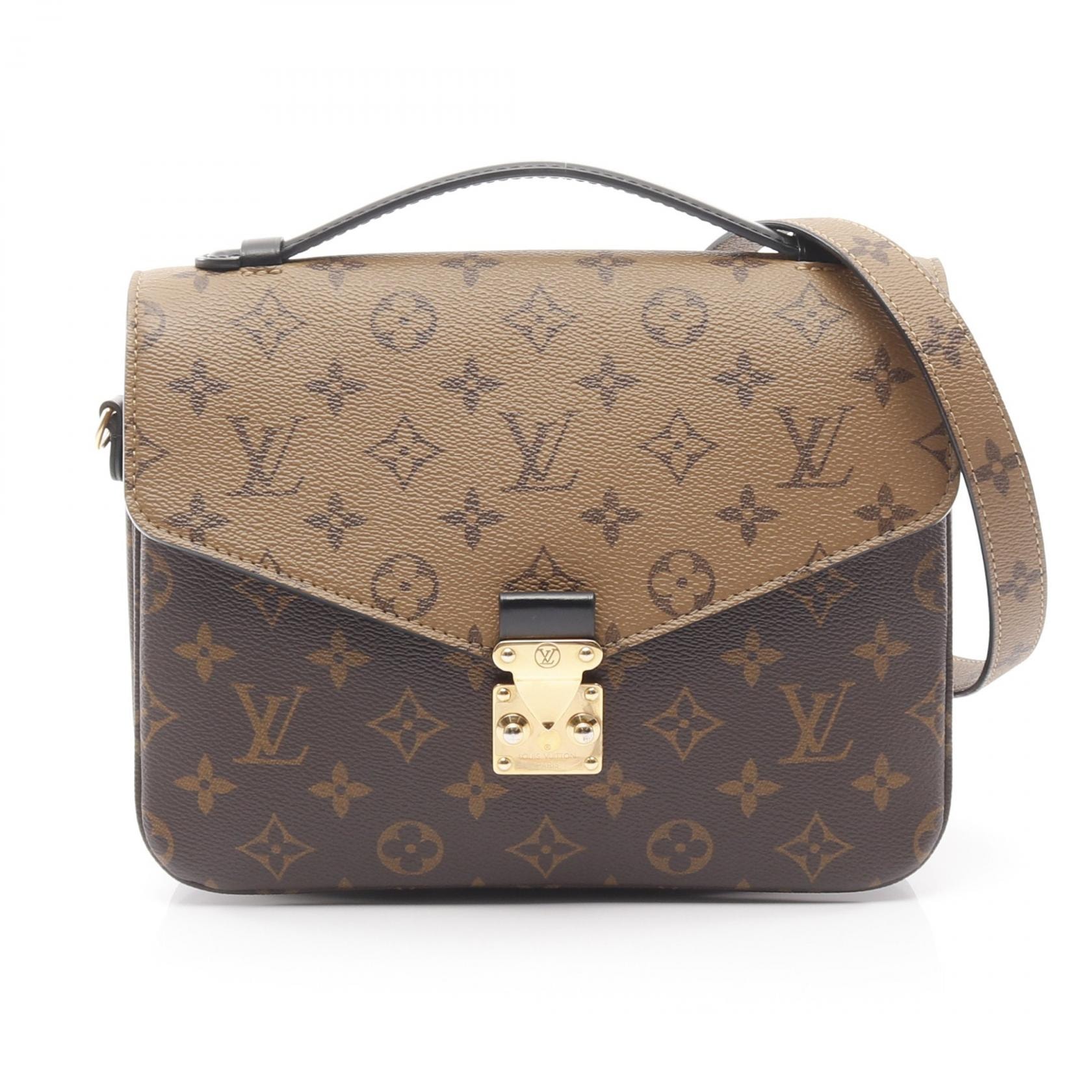ルイ・ヴィトン LOUIS VUITTON ポシェット メティス MM モノグラムリバース ハンドバッグ バッグ PVCコーティングキャンバス レザー レディース ブラウン系 / ブラック系 M44876 【中古】