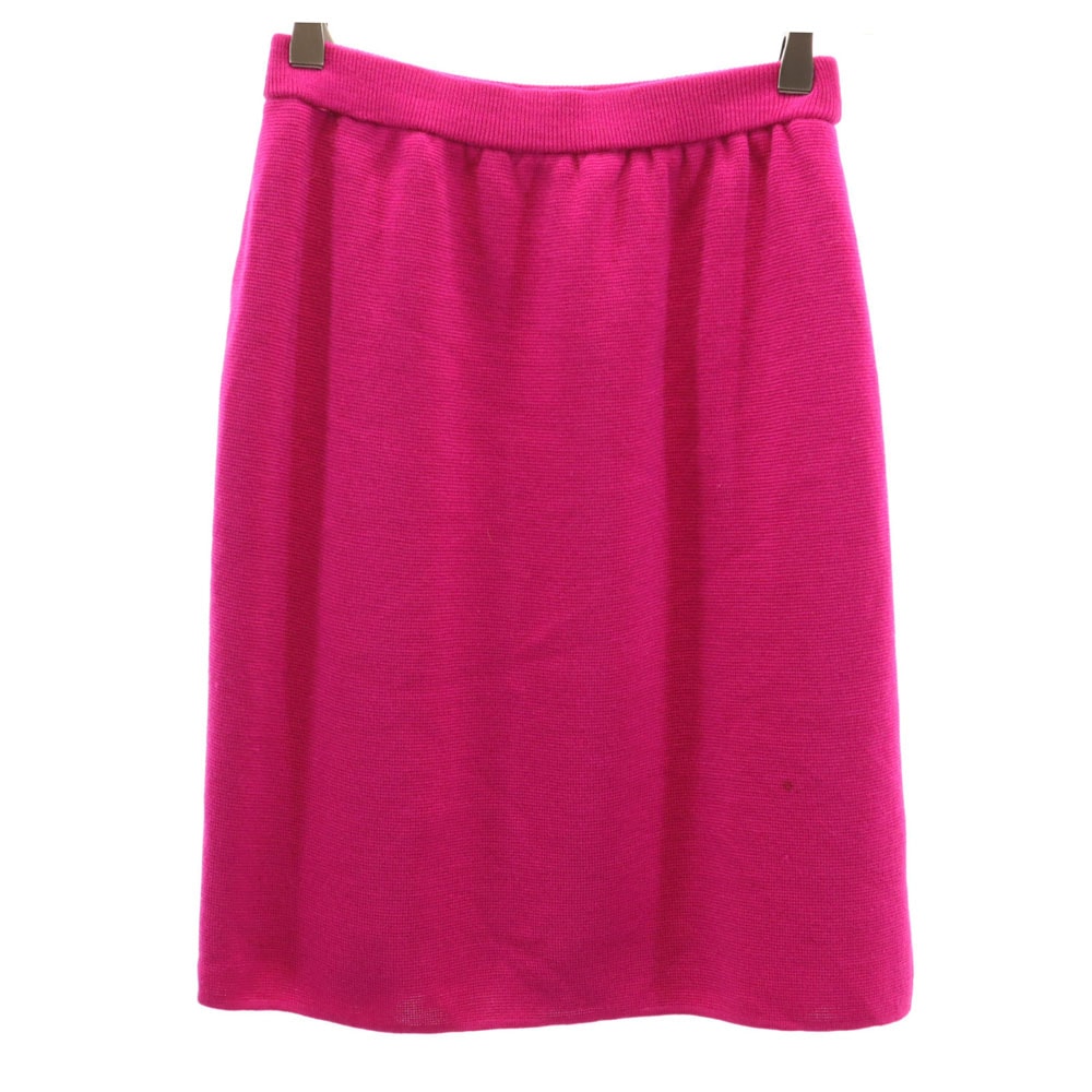 YVES SAINT LAURENT イヴサンローラン 90s オールド ミディ丈 ニット タイトスカート 7号 マゼンタ