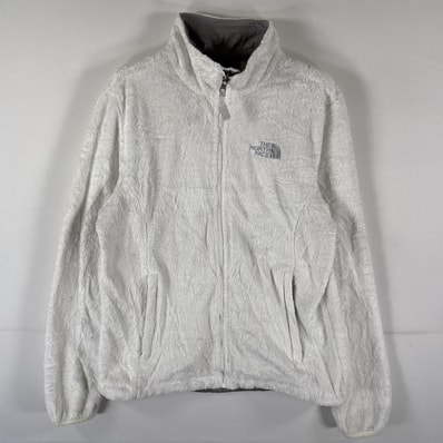 古着 ザ・ノースフェイス THE NORTH FACE フルジップフリースジャケット ボア ワンポイントロゴ アウトドア M ホワイト レディース