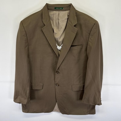 古着 ローレンラルフローレン LaurenRalphLauren テーラードジャケット ブレザー スーツ 2ボタン 大きいサイズ ブラウン メンズ