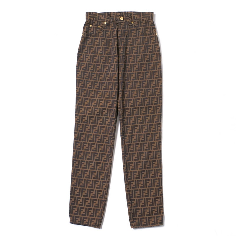 FENDI フェンディ ヴィンテージ パンツ サイズ29インチ テーパード ダブルF FF ズッカ柄 ジャガード イタリア製 ブランド古着【中古】20241122/RA2194