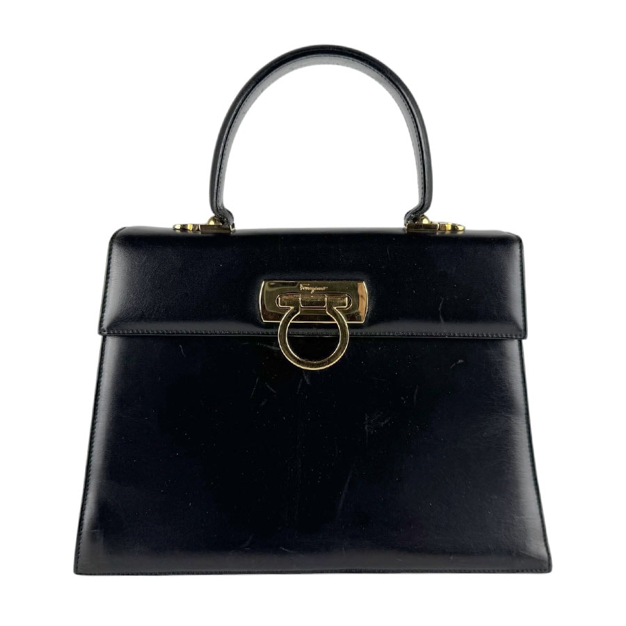 サルヴァトーレフェラガモ Salvatore Ferragamo ハンドバッグ ショルダーバッグ ガンチーニ レザー ブラック レディース【中古】 z10342