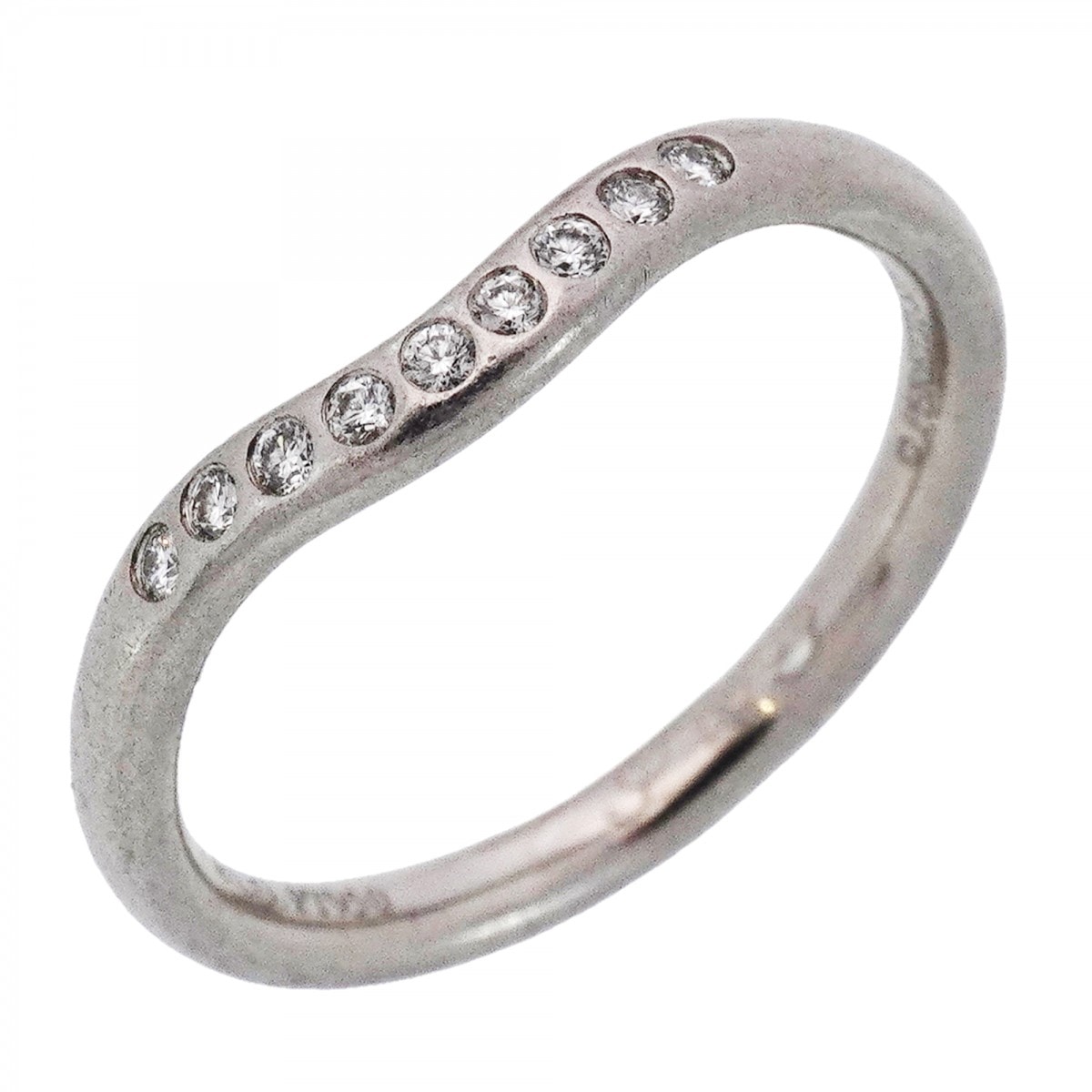 【6jdb0427-27】ティファニー リング カーブドバンド Pt950 プラチナ ダイヤモンド 9号【中古】レディース
