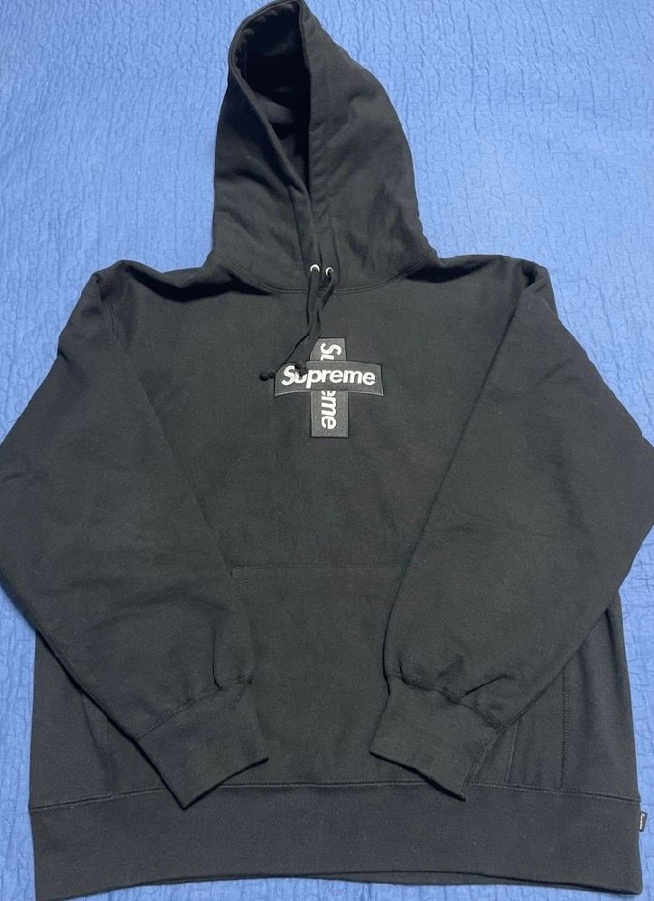 Supreme Cross Box Logo Hooded Sweatshirt "Black"