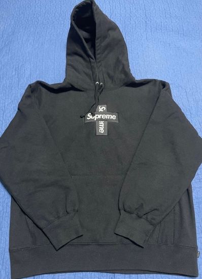 Supreme Cross Box Logo Hooded Sweatshirt "Black"