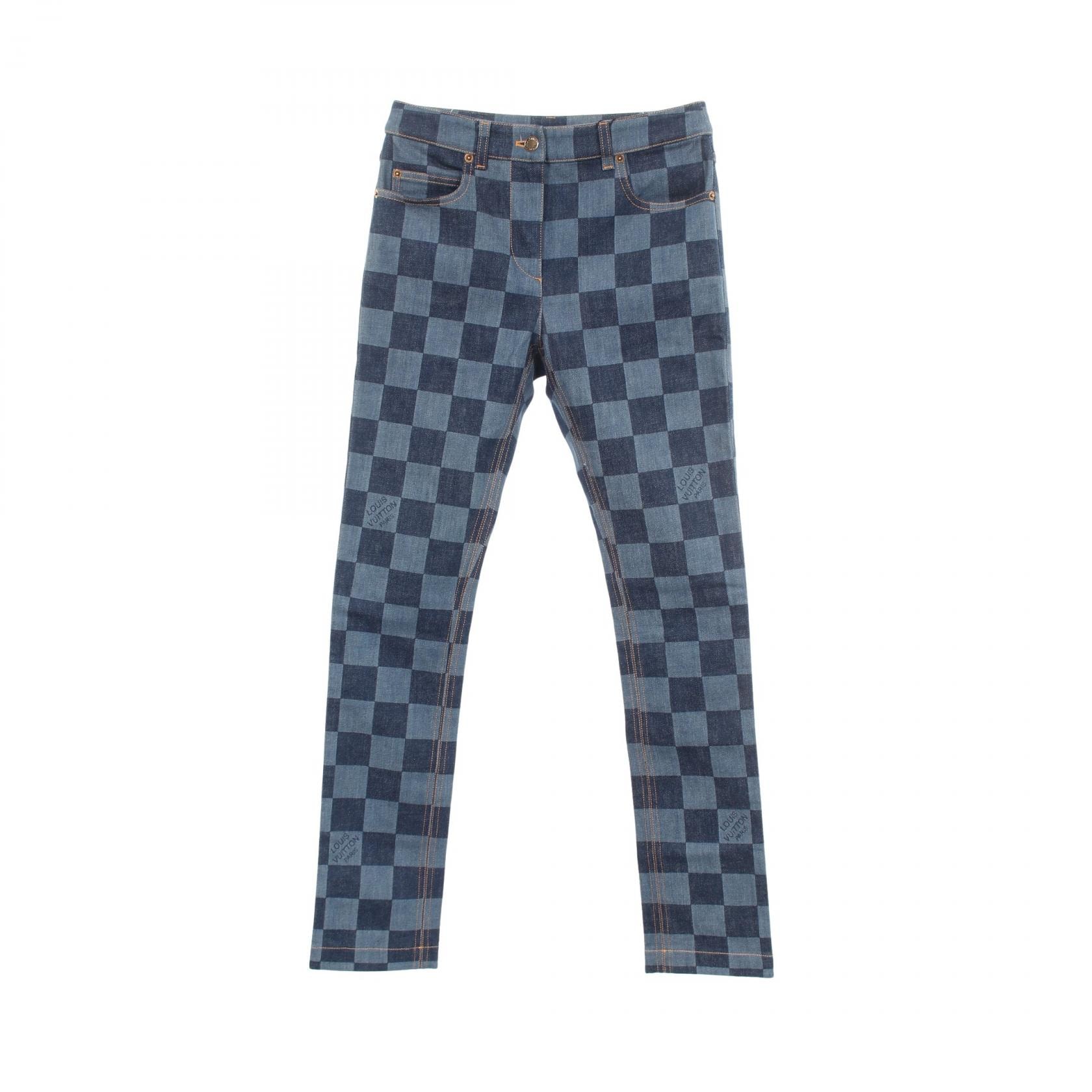 ルイ・ヴィトン LOUIS VUITTON ダミエプリント デニムパンツ 衣料品 ボトムス コットン レディース ネイビー系 RW192W OUY FHPA08 【中古】