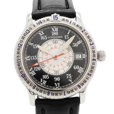 【6wfc0203】ロンジン リンドバーグ L2.617.4 黒文字盤【中古】腕時計 メンズ