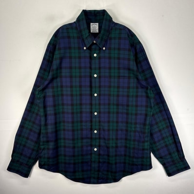 古着 ブルックスブラザーズ Brooks Brothers 長袖シャツ ボタンダウン L ネイビー系 チェック メンズ