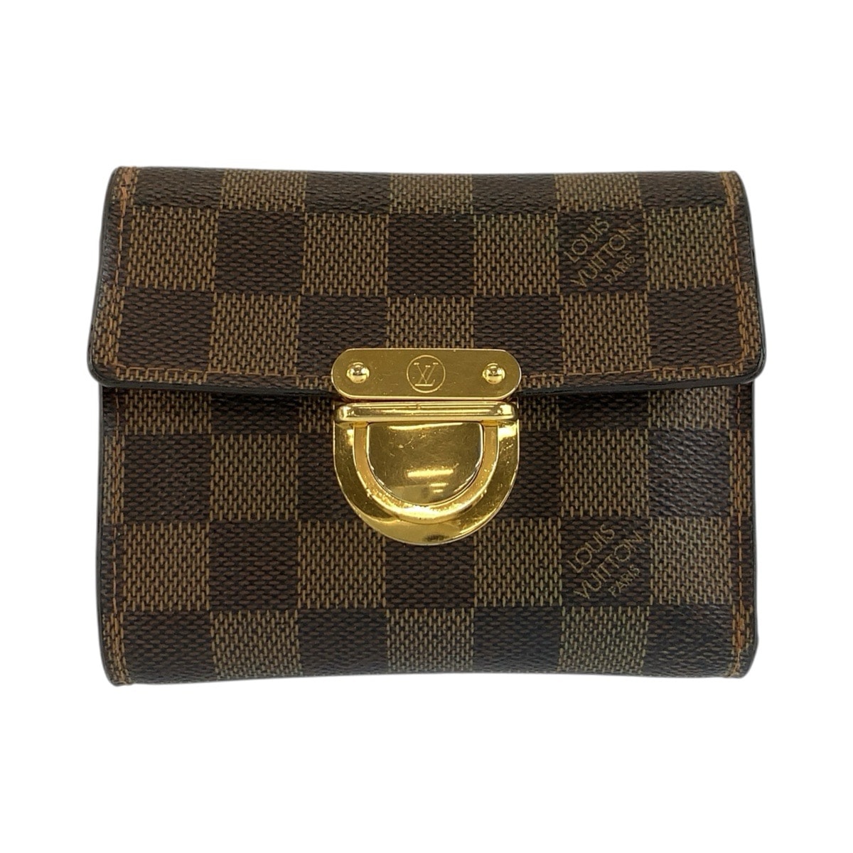 LOUIS VUITTON ルイヴィトン ダミエ ポルトフォイユ コアラ ブラウン ゴールド金具 PVC 折財布 コンパクトウォレット 1-0296090 【中古】