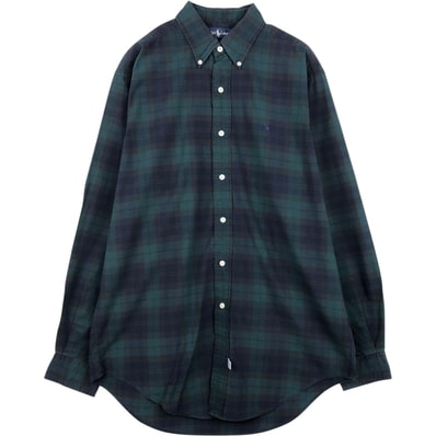 古着 ラルフローレン Ralph Lauren ブラックウォッチチェック 長袖 ボタンダウンチェックシャツ メンズM相当/eaa678071