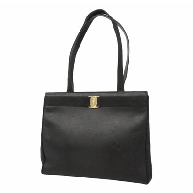★最終価格【6ie6458】サルヴァトーレフェラガモ ショルダーバッグ ヴァラ ブラック ゴールド金具【中古】レディース