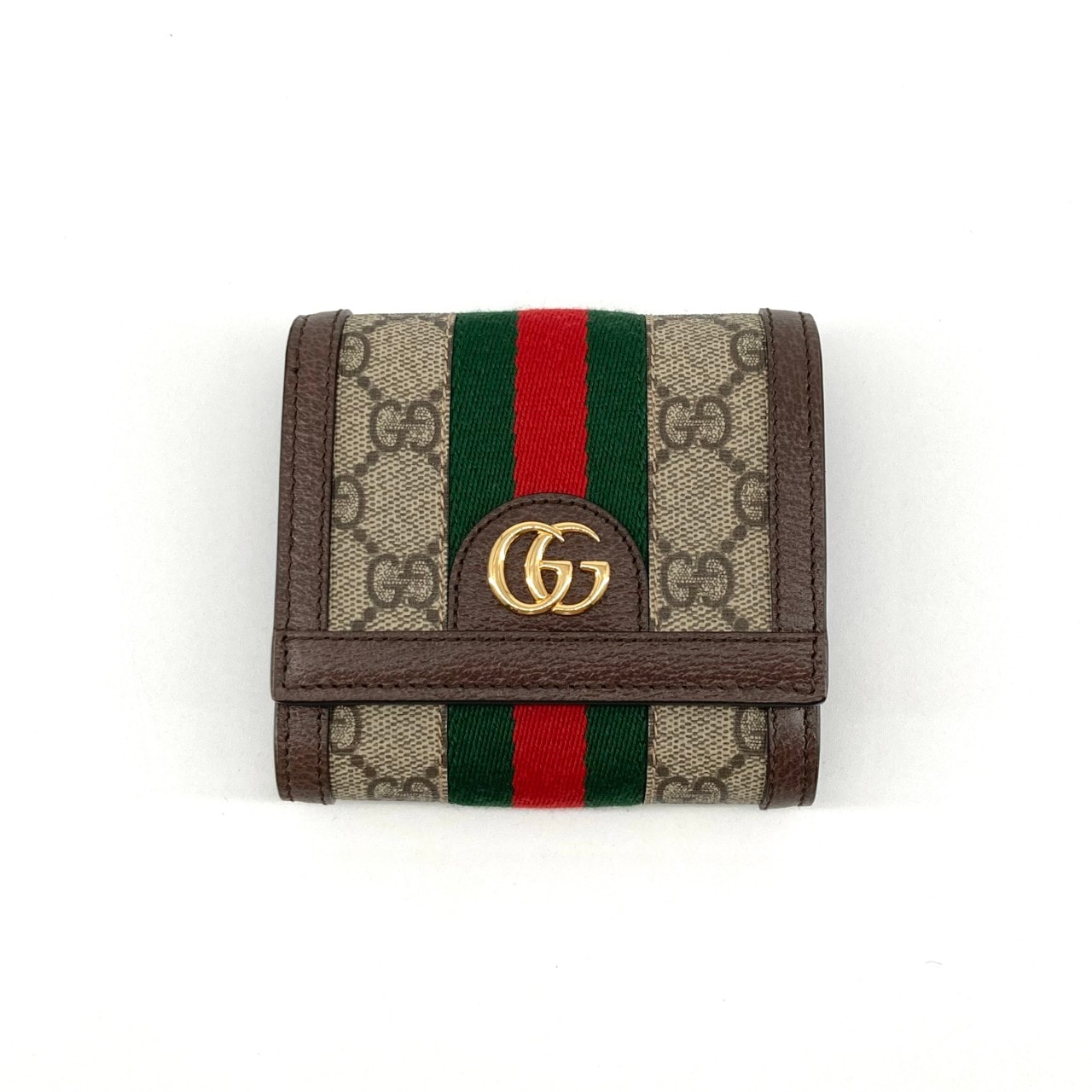GUCCI(グッチ) オフィディア 598662 二つ折り財布 ベージュ×ブラウン