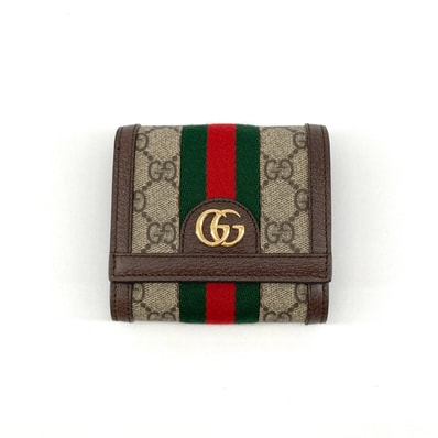 GUCCI(グッチ) オフィディア 598662 二つ折り財布 ベージュ×ブラウン