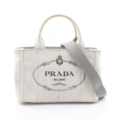 プラダ PRADA DENIM CANAPA カナパ 2WAY トートバッグ バッグ デニム レディース グレー系 B2439G 【中古】