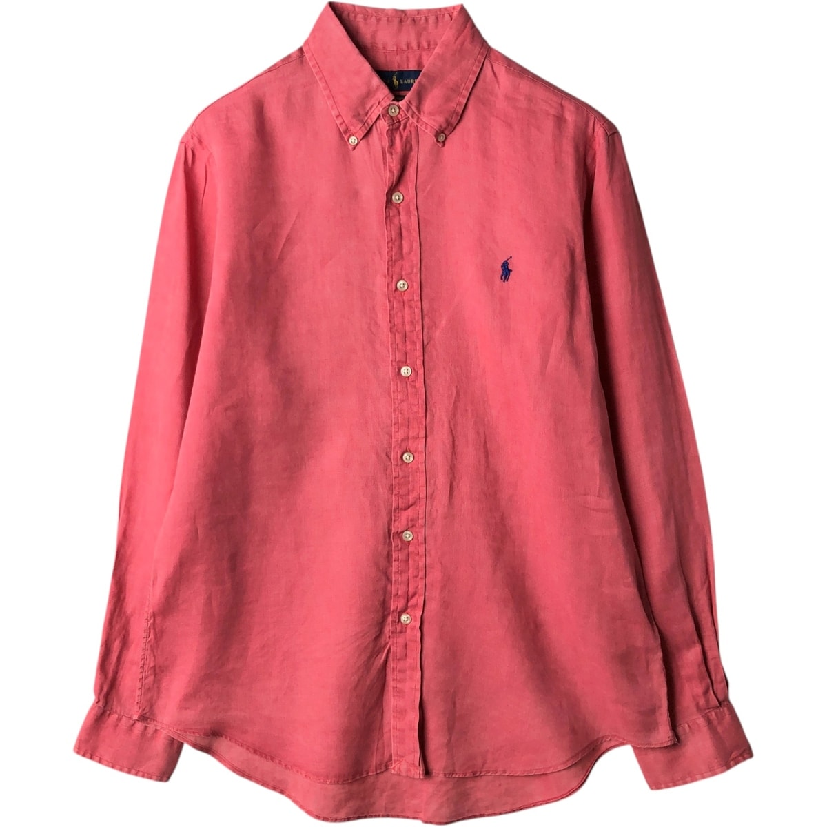 古着 ラルフローレン Ralph Lauren OCEAN WASH LINEN 長袖 リネン ボタンダウンシャツ メンズM相当/eaa634892