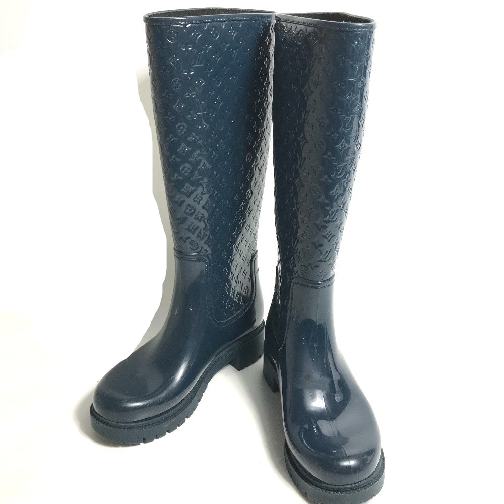 ルイヴィトン LOUIS VUITTON スプラッシュライン モノグラム 長靴 レインブーツ 雨 シューズ レインシューズ エナメル ネイビー