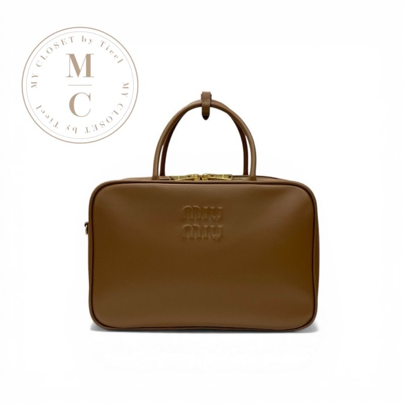 ミュウミュウ MIUMIU ボー ハンドバッグ ブラウン ラージ ショルダーバッグ ロゴ 2way