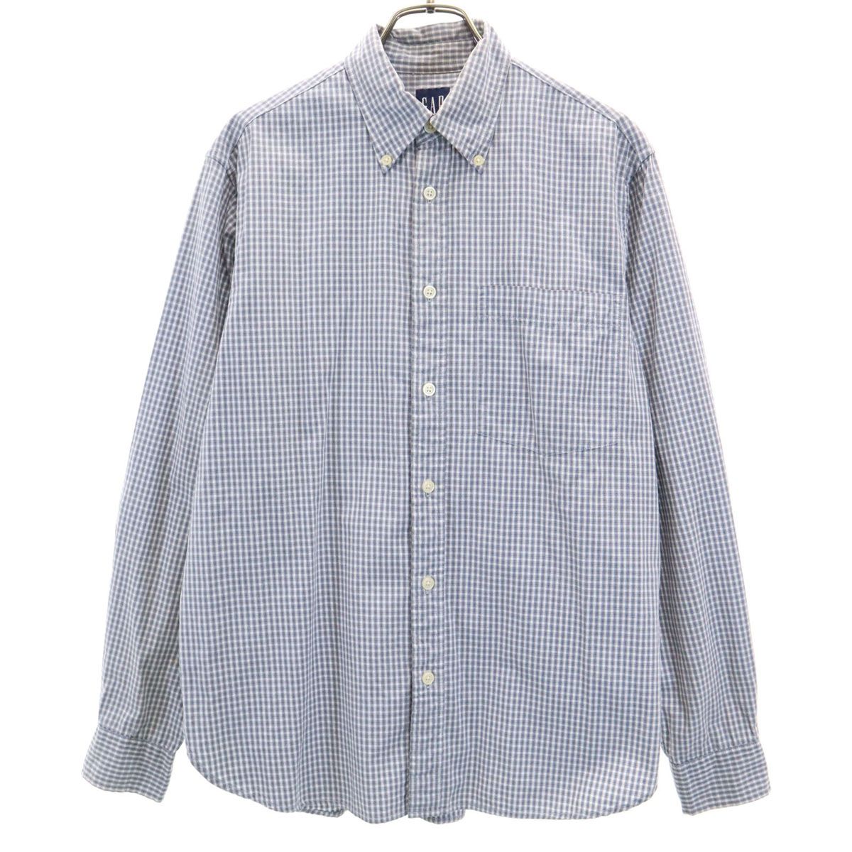 GAP ギャップ チェック柄 長袖 ボタンダウンシャツ XS グレー