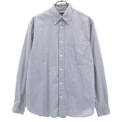 GAP ギャップ チェック柄 長袖 ボタンダウンシャツ XS グレー