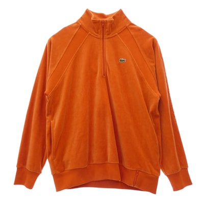 Supreme シュプリーム 長袖シャツ 18SS LACOSTE Velour Half-Zip Track Top ベロア ハーフジップ トラックトップ ジャケット オレンジ系 M【美品】【中古】