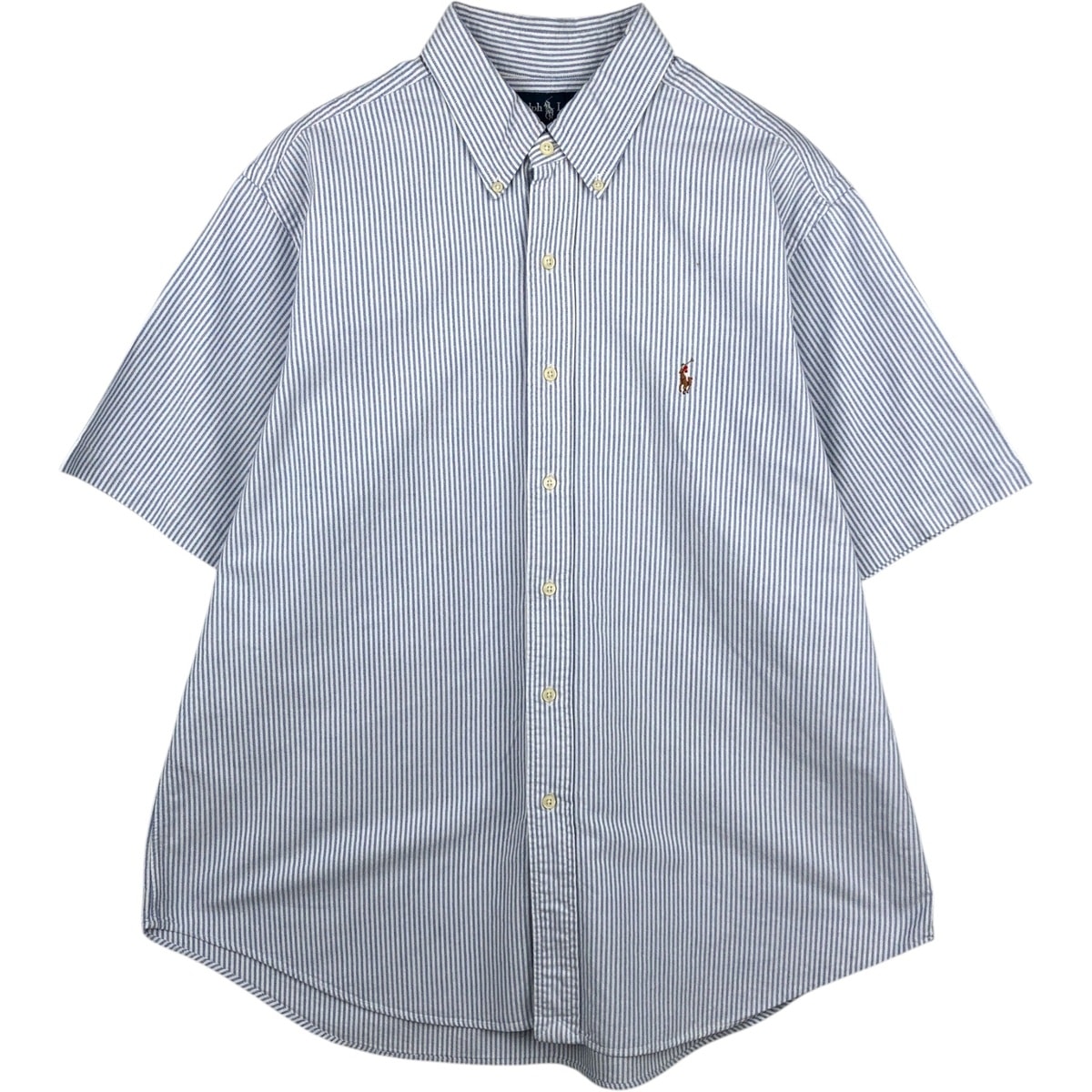 古着 ラルフローレン Ralph Lauren CLASSIC FIT 半袖 ボタンダウン ストライプシャツ メンズXL相当/eaa644835