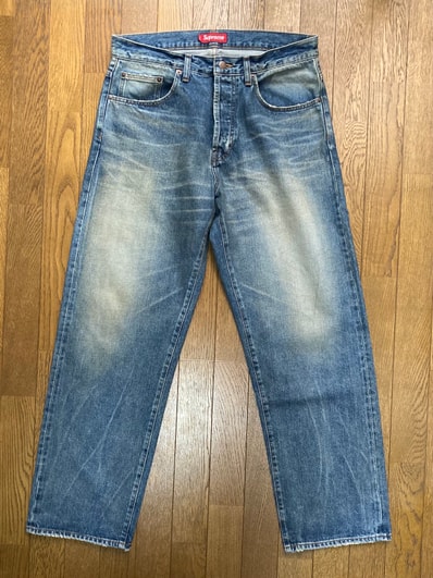 Supreme Distressed Loose Fit Selvedge Jean "Washed Indigo" (24SS)