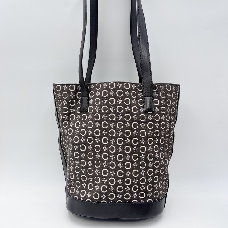 CELINE(セリーヌ)Cマカダム ヴィンテージ トートバッグ ショルダーバッグ ブラウン系 キャンバス×レザー レディース【中古】