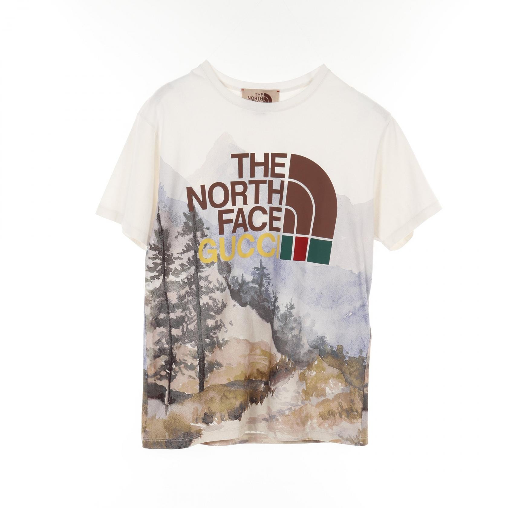 グッチ GUCCI GUCCI × THE NORTH FACE ロゴ フォレスト カットソー 衣料品 トップス コットン メンズ ホワイト系 / マルチカラー 【中古】