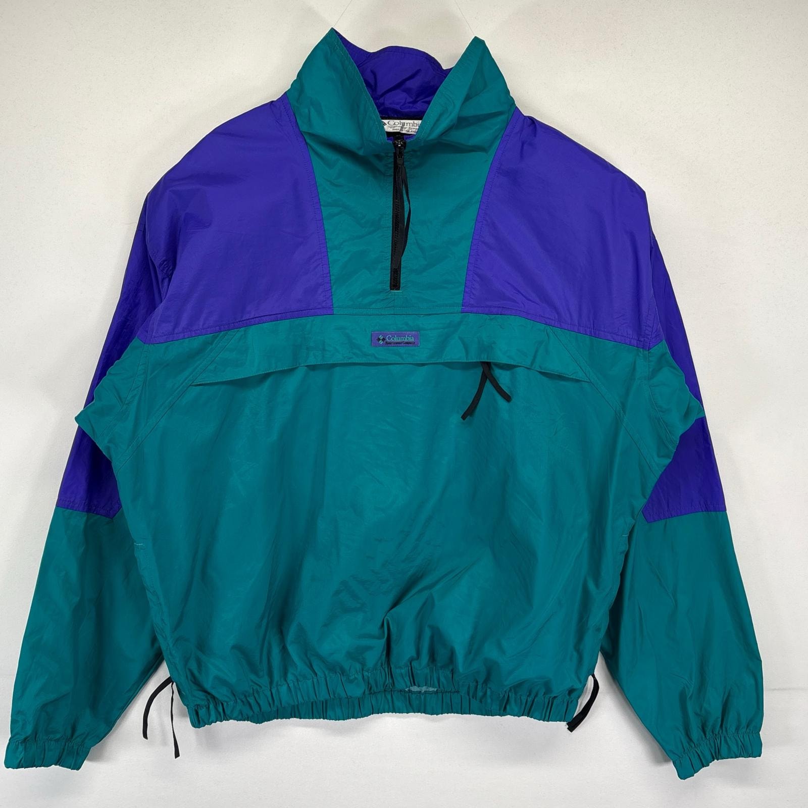 古着 コロンビア Columbia ナイロンジャケット ナイロンアノラックジャケット ハーフジップ アウトドア 裏地メッシュ M  グリーン系 メンズ