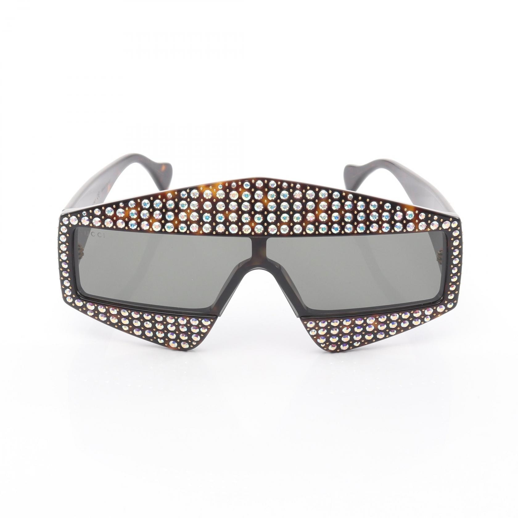 グッチ GUCCI サングラス 衣料品 プラスチック / ラインストーン レディース ブラック系 / クリア系 【中古】