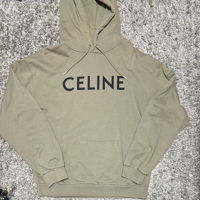 CELINE Hoodie In Cotton Fleece "Kaki/Black"