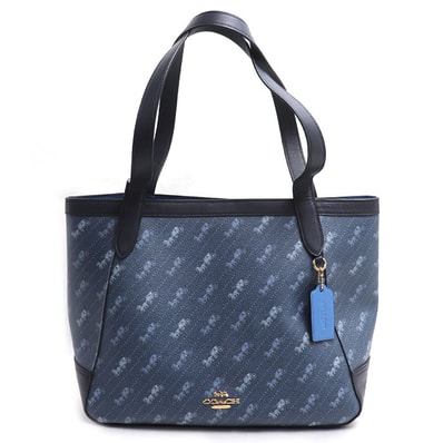 COACH コーチ ホースキャリッジ トートバッグ ブルー C4061 アウトレット レディース【中古】