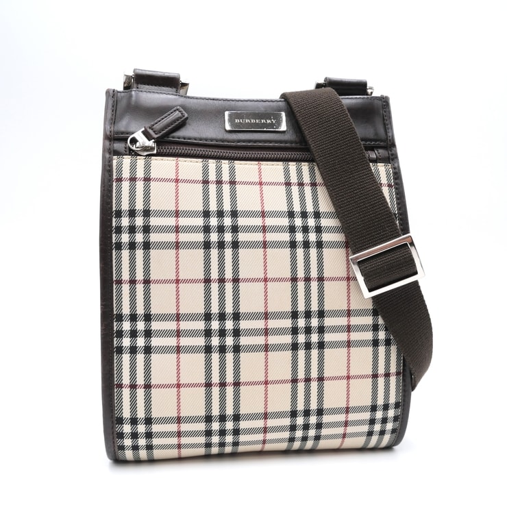BURBERRY(バーバリー)ヴィンテージ ショルダーバッグ ノバチェック ベージュ系 キャンバス×レザー シルバー金具 斜め掛け レディース【中古】