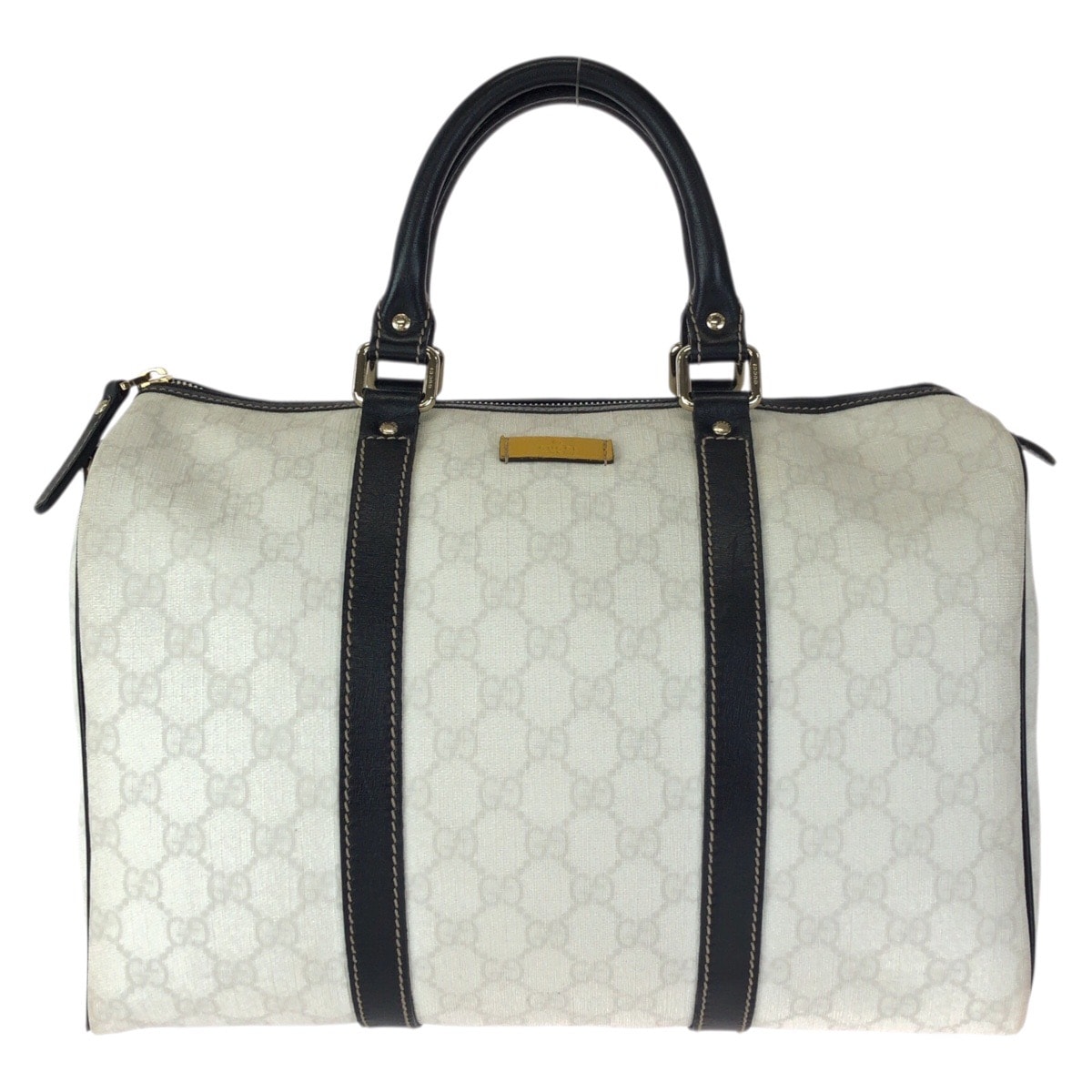 美品 GUCCI グッチ ホワイト ブラック ゴールド金具 GGスプリームキャンバス レザー/ ハンドバッグ ミニボストンバッグ 601500 【中古】