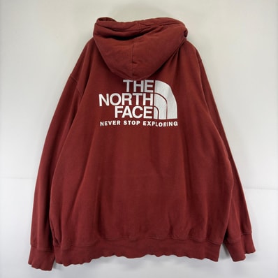 古着 ザ・ノースフェイス THE NORTH FACE パーカー スウェット プルオーバー プリント 大きいサイズ バックプリント 2XL ブラウン系 メンズ