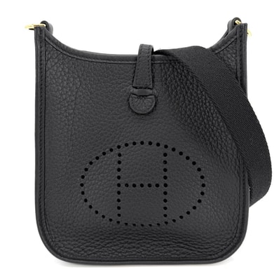 HERMES エルメス ショルダーバッグ エブリンTPM ポシェット 肩掛け 斜め掛け Evelyne 小さめ W刻印 レザー ブラック 黒 ゴールド金具 レディース 美品 2024年【中古品】