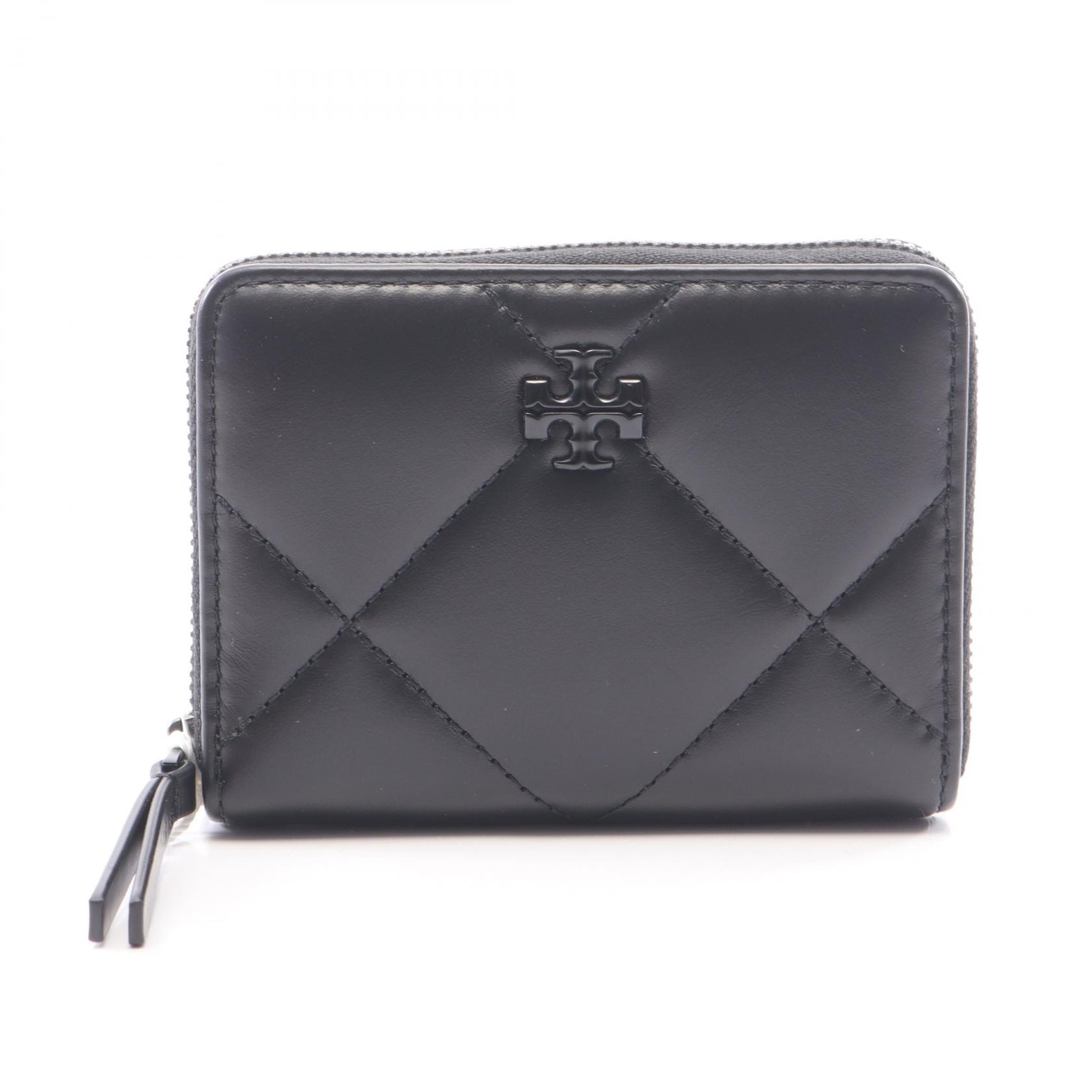 トリーバーチ Tory Burch KIRA DIAMOND QUILT キラ ダイヤモンドキルト ラウンド財布 財布 レザー レディース ブラック系 174548001 【新品】