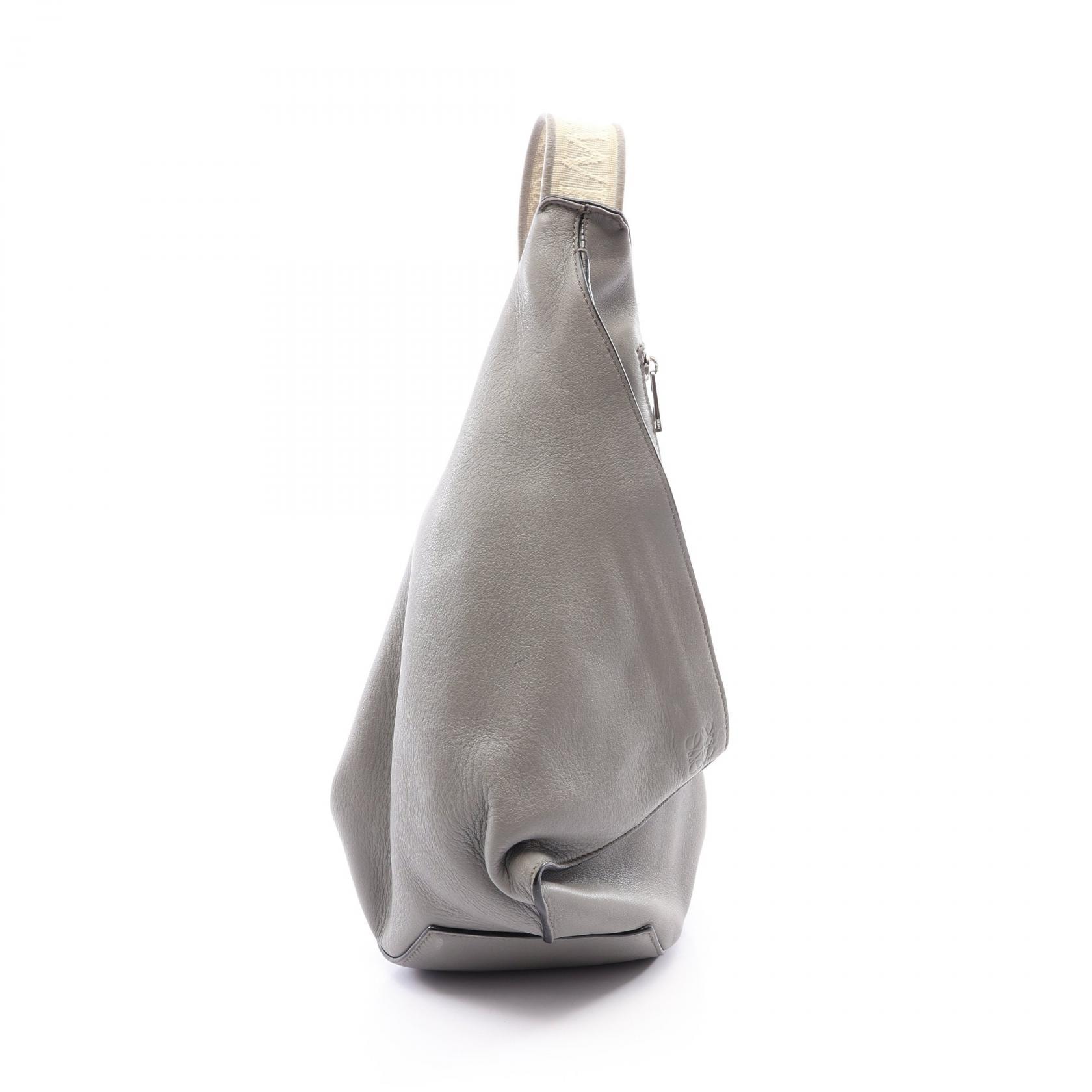 ロエベ LOEWE ANTON SLING アントン スリング ウエストバッグ ボディバッグ バッグ レザー メンズ グレー系 【中古】