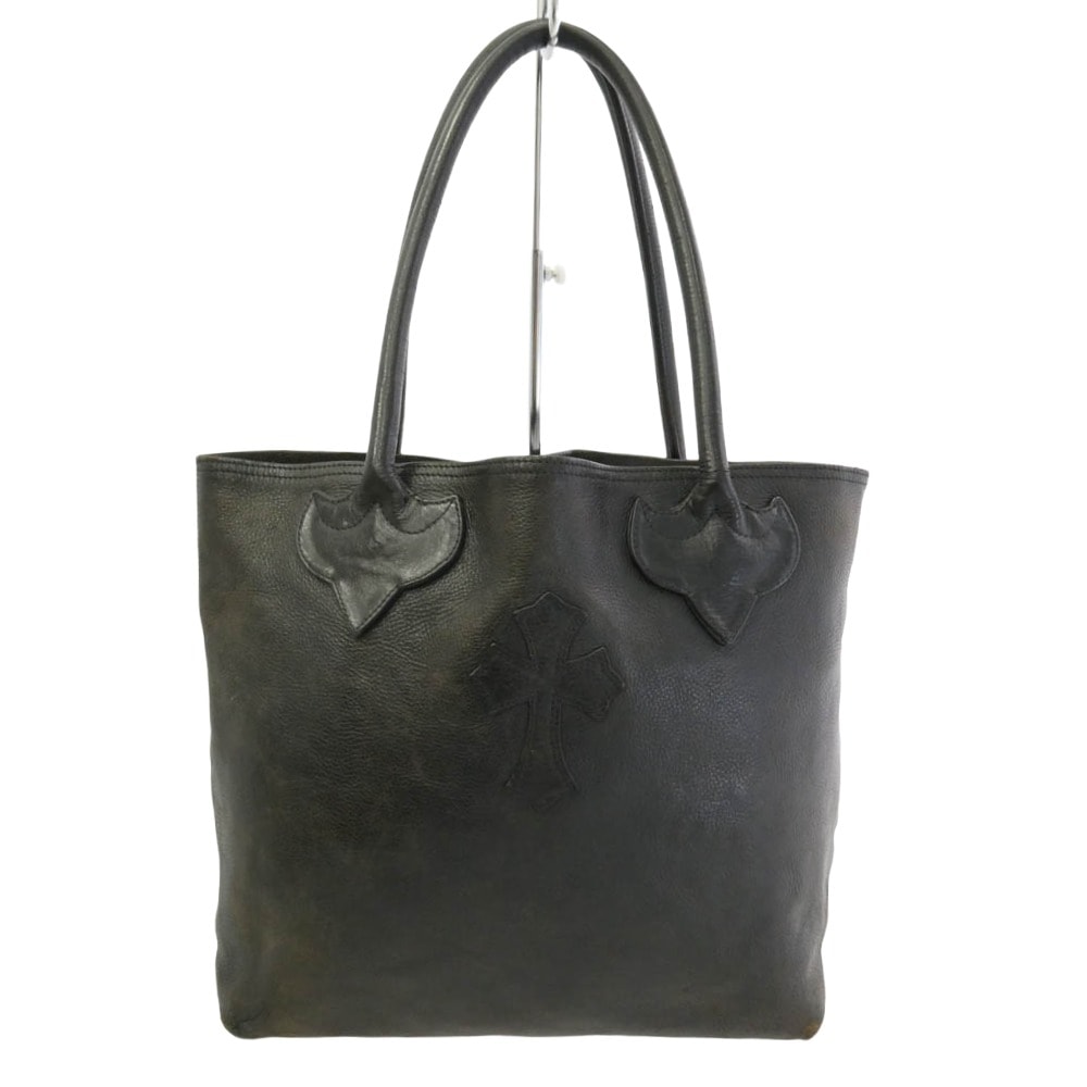 CHROME HEARTS クロムハーツ(原本無) OLD FS TOTE FSトート オールド クロスパッチ レザー トートバッグ ブラック系【中古】