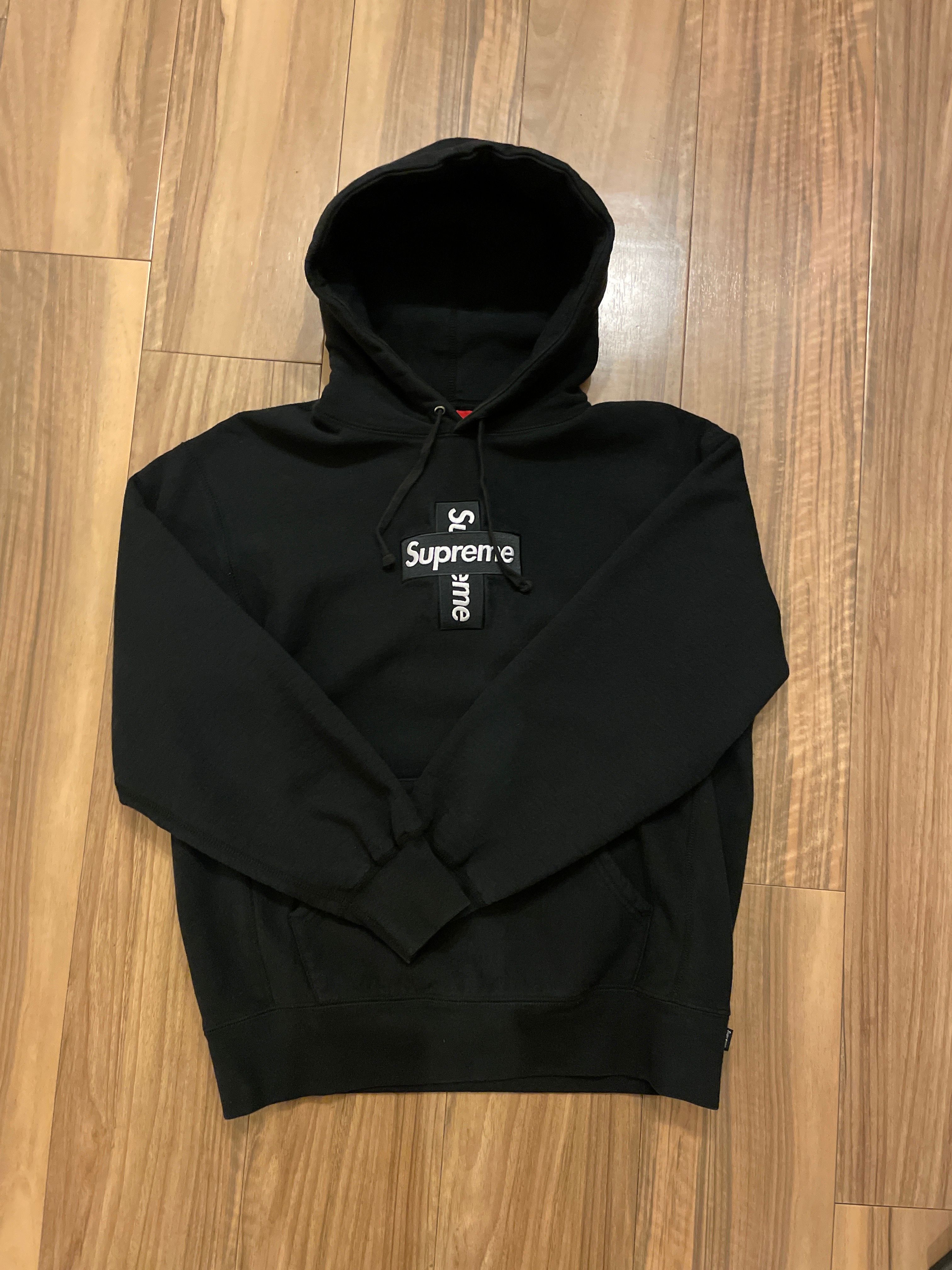 Supreme Cross Box Logo Hooded Sweatshirt "Black"