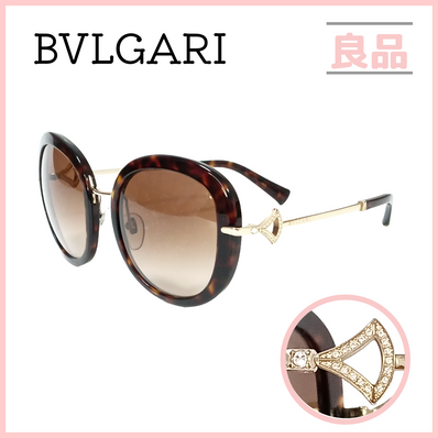 ブルガリ BVLGARI サングラス ラインストーン ブラウン べっ甲調