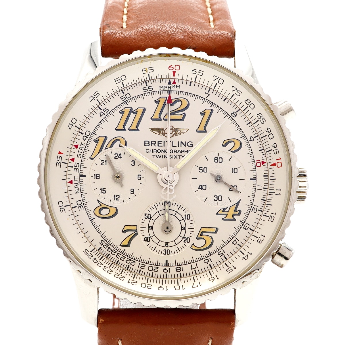 ★最終価格★SALE【6wga0045】ブライトリング ナビタイマー ツインシックスティ A39022 シルバー文字盤【中古】腕時計 メンズ