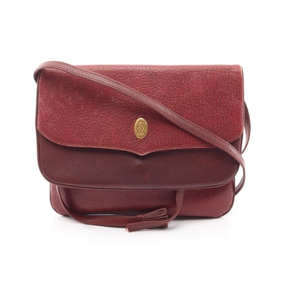 カルティエ CARTIER マストライン ショルダーバッグ バッグ レザー レディース ボルドー系 【中古】