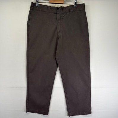 古着 ディッキーズ Dickies パンツ ワークパンツ ワンポイントロゴ 874 大きいサイズ ジッパーフライ w38 L30 グレー系 メンズ