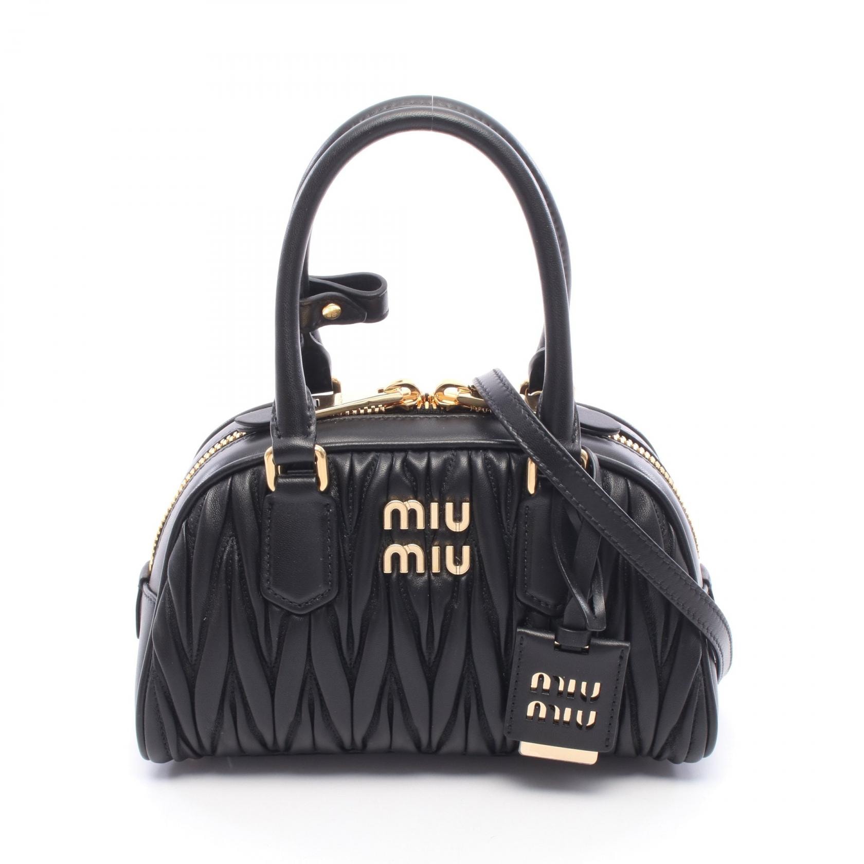 ミュウ ミュウ Miu Miu MATELASSE マテラッセ アルカディ 2WAY ハンドバッグ バッグ レザー レディース ブラック系 5BB191AN88F0002 【新品】