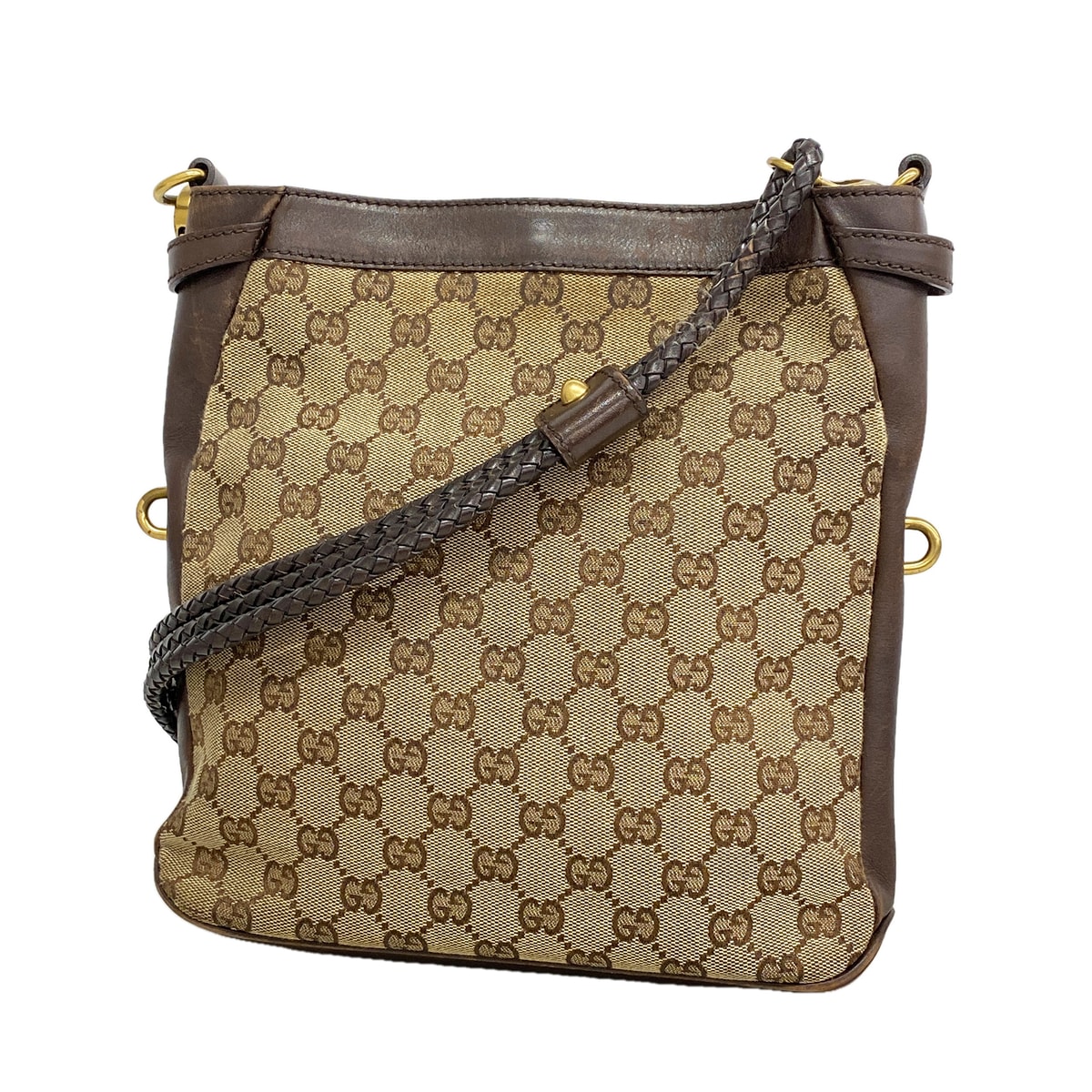 【6he5364】グッチ ショルダーバッグ GGキャンバス 109106 キャンバス ブラウン ゴールド金具【中古】レディース