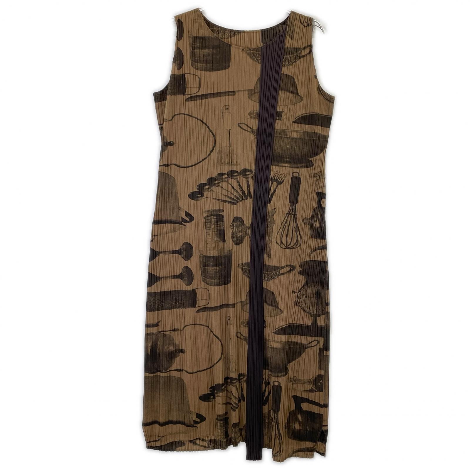 プリーツプリーズ PP53-JH586 ｶｰｷ 食器柄 調理器具柄 ﾌﾟﾘｰﾂ ﾉｰｽﾘｰﾌﾞﾜﾝﾋﾟｰｽ 4